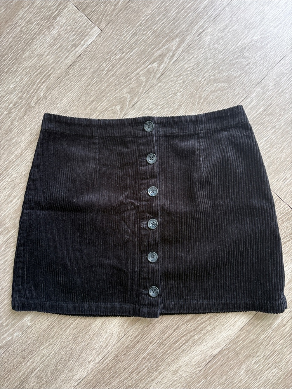 Forever 21 Black Corduroy Button-Front Mini Skirt